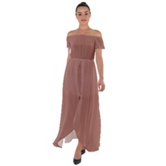 Blast Off Bronze Brown	 - 	off Shoulder Open Front Chiffon Dress