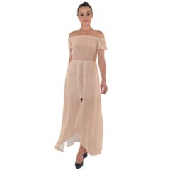 Desert Sand	 - 	off Shoulder Open Front Chiffon Dress