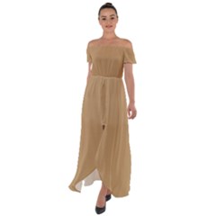 Desert Brown	 - 	off Shoulder Open Front Chiffon Dress