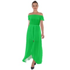 Malachite Green	 - 	off Shoulder Open Front Chiffon Dress