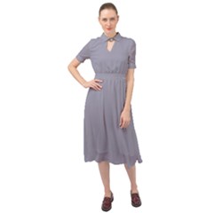 Coin Grey	 - 	keyhole Neckline Chiffon Dress