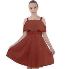 Burnt Umber Red	 - 	cut Out Shoulders Chiffon Dress by ColorfulDresses