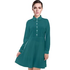 Ocean Blue	 - 	long Sleeve Chiffon Shirt Dress