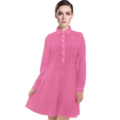 Cyclamen Pink	 - 	long Sleeve Chiffon Shirt Dress