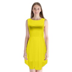 Middle Yellow	 - 	sleeveless Chiffon Dress