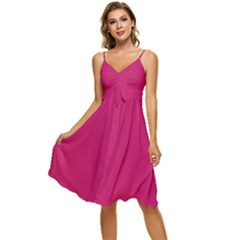 Peacock Pink	 - 	sleeveless Tie Front Chiffon Dress by ColorfulDresses