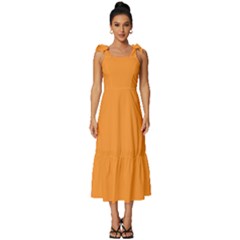 Deep Saffron Orange	 - 	tie-strap Tiered Midi Chiffon Dress by ColorfulDresses