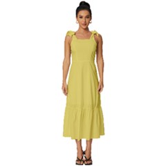 Arylide Yellow	 - 	tie-strap Tiered Midi Chiffon Dress