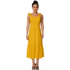 China Yellow	 - 	tie-strap Tiered Midi Chiffon Dress