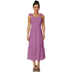 Pearly Purple	 - 	tie-strap Tiered Midi Chiffon Dress by ColorfulDresses