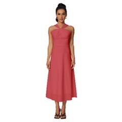 Cayenne Red	 - 	sleeveless Cross Front Cocktail Midi Chiffon Dress by ColorfulDresses