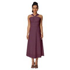 Old Mauve Purple	 - 	sleeveless Cross Front Cocktail Midi Chiffon Dress