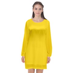 Rubber Duck Yellow	 - 	long Sleeve Chiffon Shift Dress by ColorfulDresses