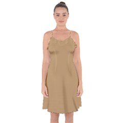 Desert Brown	 - 	ruffle Detail Chiffon Dress