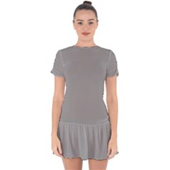 Drizzle Grey	 - 	drop Hem Mini Chiffon Dress by ColorfulDresses