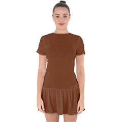 Toffee Brown	 - 	drop Hem Mini Chiffon Dress by ColorfulDresses