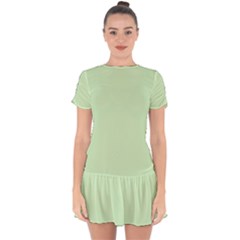 Tea Green	 - 	drop Hem Mini Chiffon Dress by ColorfulDresses