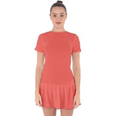 Living Coral	 - 	drop Hem Mini Chiffon Dress by ColorfulDresses