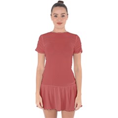 Indian Red	 - 	drop Hem Mini Chiffon Dress by ColorfulDresses