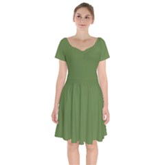 Crocodile Green	 - 	short Sleeve Bardot Dress