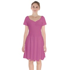 Bashful Pink	 - 	short Sleeve Bardot Dress by ColorfulDresses