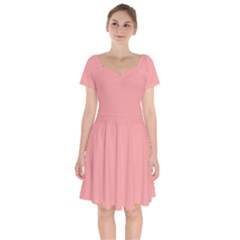 Candlelight Peach Pink	 - 	short Sleeve Bardot Dress