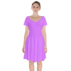 Helio Purple	 - 	short Sleeve Bardot Dress