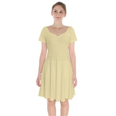 Beige	 - 	short Sleeve Bardot Dress