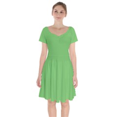 Mantis Green	 - 	short Sleeve Bardot Dress