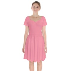 Conch Shell Pink	 - 	short Sleeve Bardot Dress by ColorfulDresses