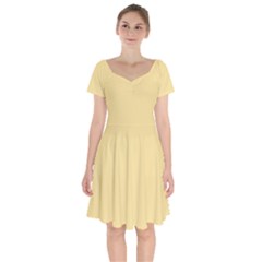 Egg Nog Yellow	 - 	short Sleeve Bardot Dress