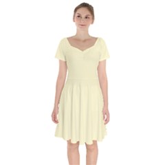 Lemon Chiffon Yellow	 - 	short Sleeve Bardot Dress by ColorfulDresses