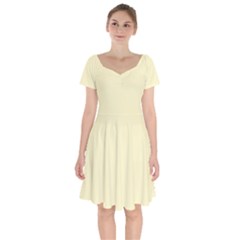 Lemon Chiffon Yellow	 - 	short Sleeve Bardot Dress