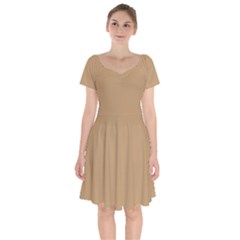 Lion Brown	 - 	short Sleeve Bardot Dress by ColorfulDresses