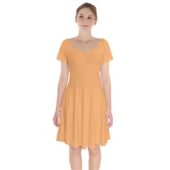 Rajah Orange	 - 	short Sleeve Bardot Dress