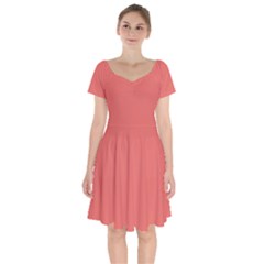 Emberglow Red	 - 	short Sleeve Bardot Dress