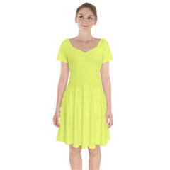 Lemon Yellow	 - 	short Sleeve Bardot Dress