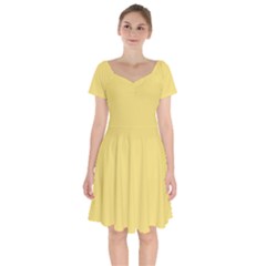 Macaroon Yellow	 - 	short Sleeve Bardot Dress