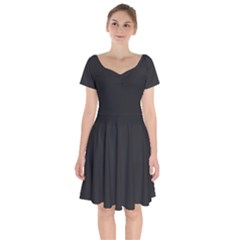 Raisin Black	 - 	short Sleeve Bardot Dress by ColorfulDresses