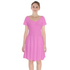 Taffy Pink	 - 	short Sleeve Bardot Dress