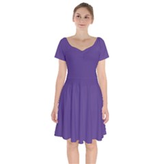 Ultra Violet Purple	 - 	short Sleeve Bardot Dress