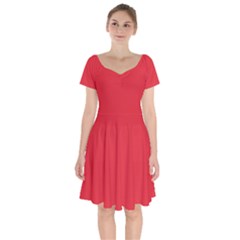 Rose Madder Red	 - 	short Sleeve Bardot Dress