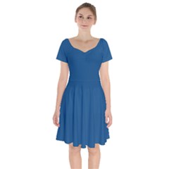 Classic Blue	 - 	short Sleeve Bardot Dress