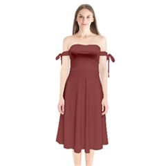 Persian Plum Brown	 - 	shoulder Tie Bardot Midi Dress by ColorfulDresses