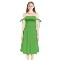Spring Green	 - 	shoulder Tie Bardot Midi Dress by ColorfulDresses