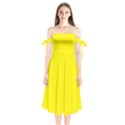 Sunshine Yellow	 - 	Shoulder Tie Bardot Midi Dress View1