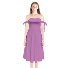Radient Orchid	 - 	shoulder Tie Bardot Midi Dress by ColorfulDresses