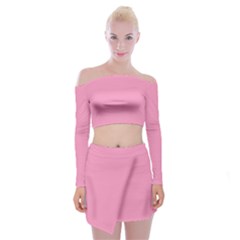 Ballet Slipper Pink	 - 	off Shoulder Top With Mini Skirt Set