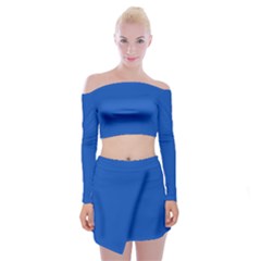 Sapphire Blue	 - 	off Shoulder Top With Mini Skirt Set