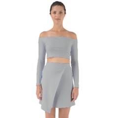 Silver Cloud Grey	 - 	off Shoulder Top With Skirt Set by ColorfulWomensWear